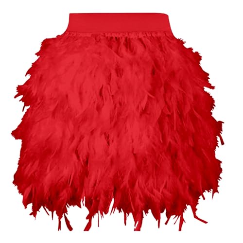 Jupe de scène en plumes rouge taille L en coton pour femme
