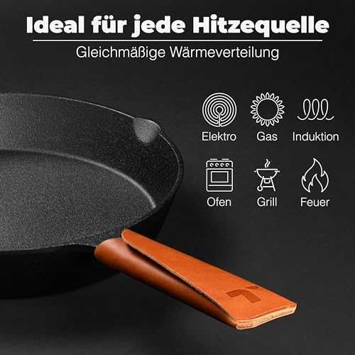 TECOR Gusseisenpfanne Induktion 28 cm ungeschliffen, universell, natürlich – Ansicht 2