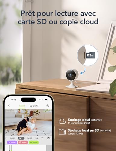 GNCC Caméra de sécurité intérieure,1080p,Wi-FI 2,4 GHz,Pack de 4 – vue 7