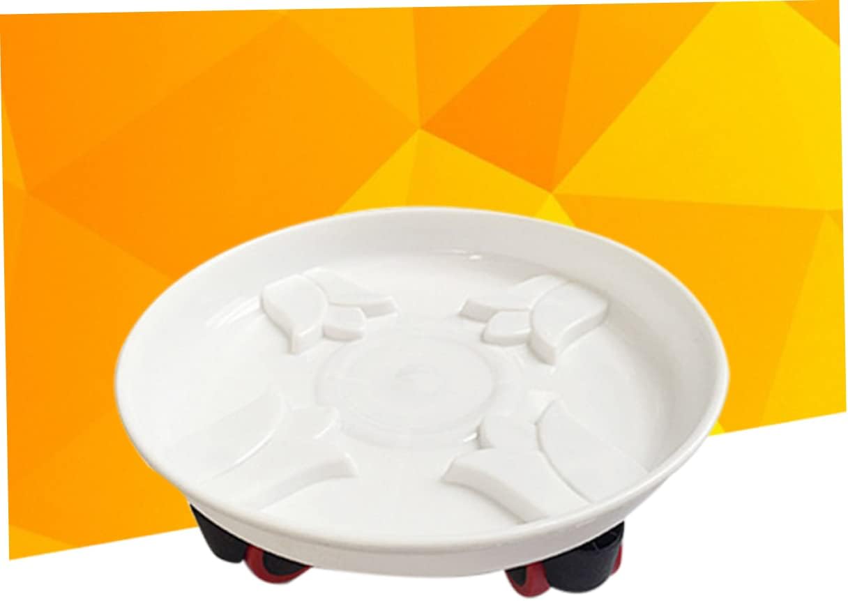 Removable Plant Pot Dolly with Wheels Heavy Duty Resin Flower Pot Stand for Use Inner Diameter Outer Diameter White Caster Tray