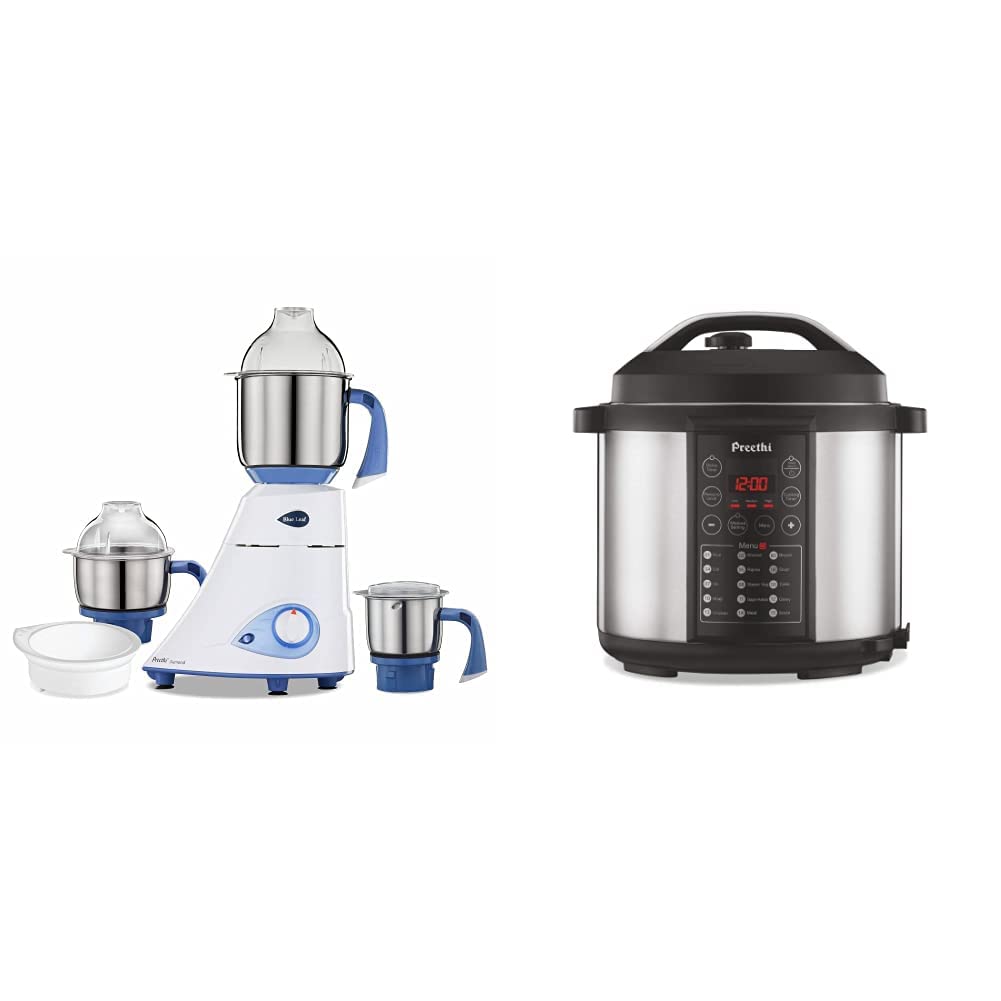 Buy Preethi Blue Leaf Diamond 750Watt Mixer Grinder with 3 Jars, Blue