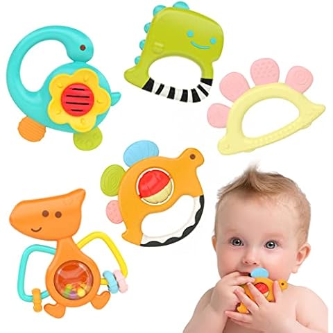 BABYFUNY Baby Toys 3-6 Months Dinosaur Rattle Toy - Baby Teething Toys for Babies - Baby Girl Gifts - Baby boy Gifts - Shaker Grab Spin Baby Toys 6 to 12 Months Cover