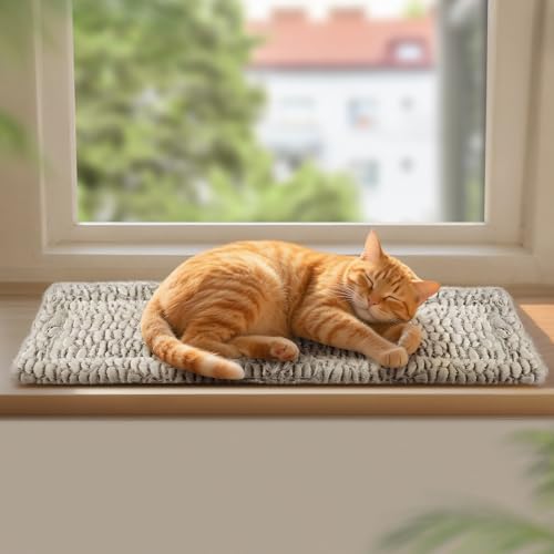Mora Pets Fensterliege Fensterbank für Katzen, Selbstwärmend Katzendecke für Fenster, Wärmedecke Katze Ohne Strom, Fensterbrett Flauschig & Weich,...