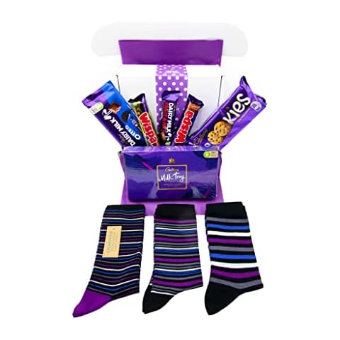 Gifts for Men Cadbury Chocolate with Luxury Bamboo Striped Socks Gift Box by Inside the Box Gifts Cover