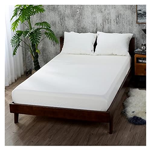 DSMYYXGS Hoja Suave y Ajustada con Banda elástica Cubierta de lecho sólido-Arruga, Fundido, Manchas y Hojas Resistentes a la abrasión (Color : White, Size : 90x200x25cm)