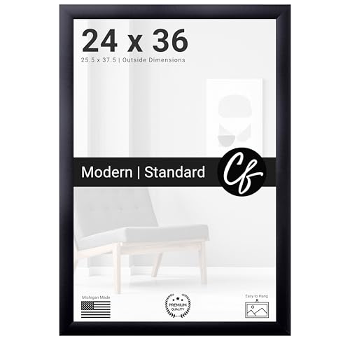 Craig Frames 24x36 Poster Frame, Black Frame, Contemporary Style for Wall Decor