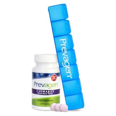 Prevagen Regular Strength 10mg, 30 Chewables |Mixed Berry| with Apoaequorin & Vitamin D and 7-Day Pill Minder Cover