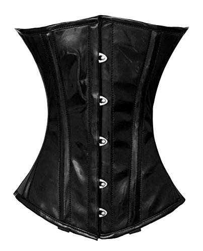 luvsecretlingerie Heavy Duty 26 Double Steel Boned Waist Training PVC & Satin Underbust Tight Shaper Corset #8038-B-PVC