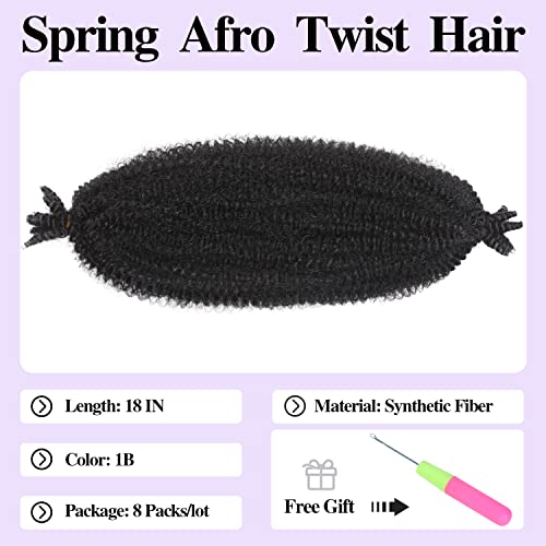 Wiger Marley Twist Braiding Hair 18 Inch 8 Packs Black Afro Kinky Curly Crochet Braids Pre-Separated Spring Twist Crochet Hair Synthetic Afro Twist Extensions For Faux Locs (1B) #TOP1