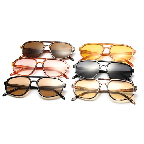 Retro Double Bridge Sunglasses Men's Fashion Simple Square Women Pilot Sun Glasses Trending Shades UV4003