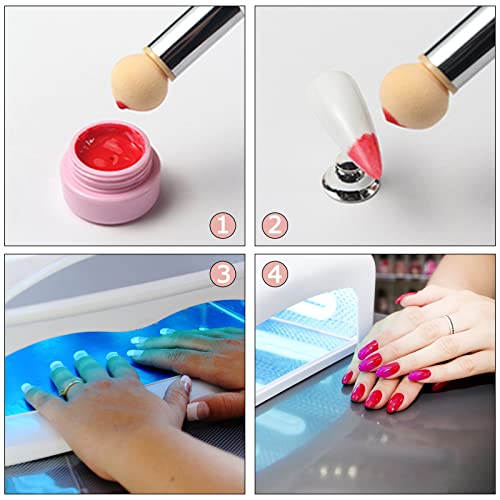 Unaone 2 Pieces Sponge Nail Brush, Double Head Nail Gradient Sponge Pen Rhinestone Handle Acrylic Nail Painting Brush With 8 Replacement Head For Nail Art Manicure #TOP5