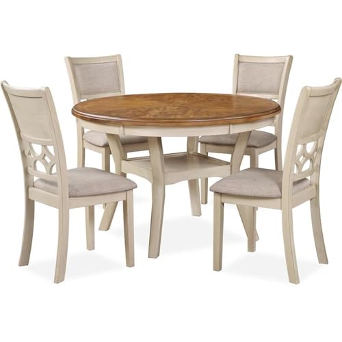 New-Classic-Furniture-Mitchell-5-Piece-Dining-Set-with-1-Table-and-4-Chairs-Beige-and-Brown New Classic Furniture Mitchell 5 Piece Dining Set with 1 Table and 4 Chairs Beige and Brown