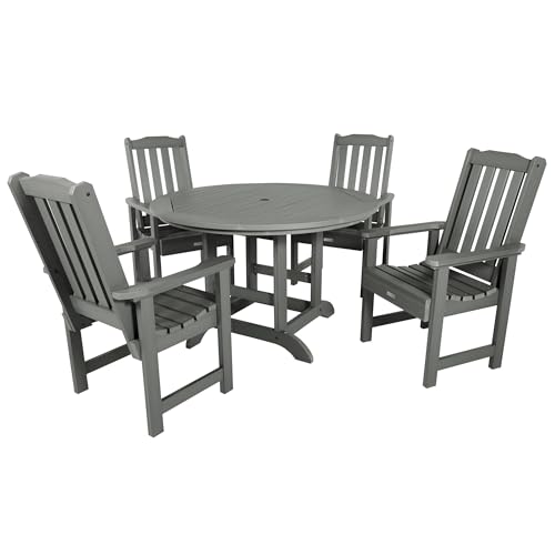 highwood Lehigh 5-Piece Round Dining Set, Height, Coastal Teak