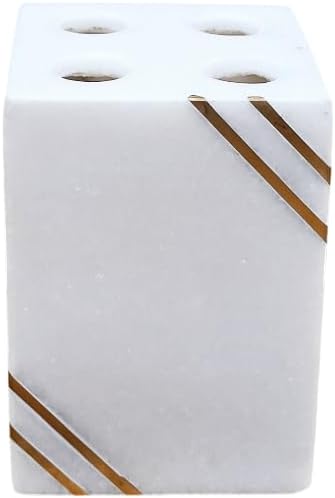 White Marble Bathroom Toothbrush Holder for Bathroom – Elegant Toothbrush Stand for Vanity or Sink Countertop – Marble Toothbrush Holder