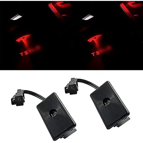 EastFly Never Fade Ultra-Bright Led Puddle Door Lights Logo Projector Light for Tesla Model 3 Model S Model X Model Y (1. Red Emblem with Letter) Cover