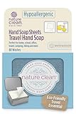 Nature Clean travel hand soap sheets for traveling - non-toxic, hypoallergenic, mini biodegradable paper soap sheets for travel, dissolvable portable soap for camping essentials refill - 80 units