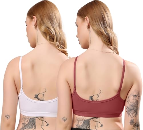 Image of London Hills Women's Cotton Sports Bra for Women Solid Bra Wireless & Non Padded Full Coverage Soft Hold Straps Super Combed Cotton Elastane Stretch Full Coverage Slip-On Active Bra