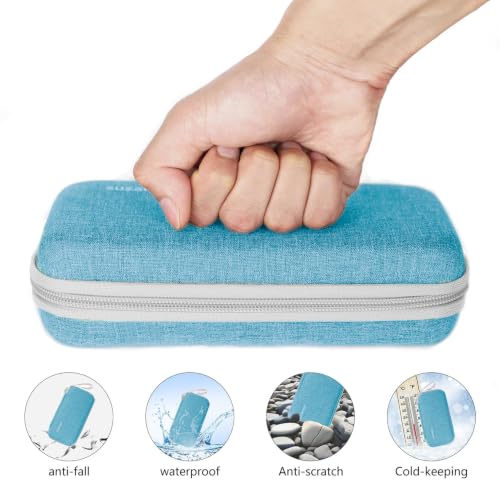 Image of suzamed Insulin Cooler Travel Case, 2x150g Ice Pack TSA Approved,Sky Blue | EVA Insulation Travel Medicine Kit for 1-5 Pens & Diabetic Supplies, Diabetes Care, Portable Handle for Daily Use & Trip