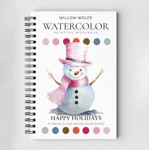 Willow Wolfe Watercolor Painting Workbook Happy Holidays- 9 Projexts on
