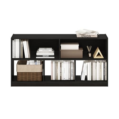 Image of Furinno DALY Book Shelf, 5-Cube Bookshelf, Horizontal Cube Storage Organizer Bookcase, 10.9 x 47.2 x 23.6, for Living Room, Bedroom, Home Office, Espresso