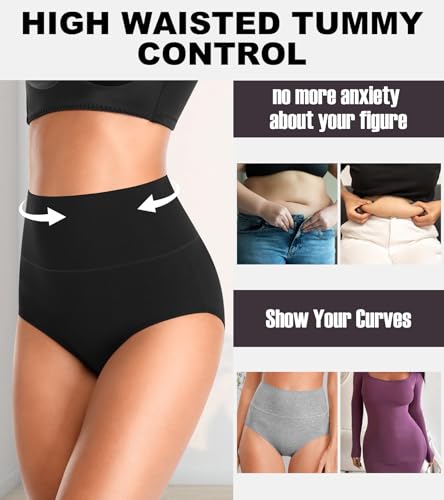 OLIKEME Womens High Waisted Underwear Tummy Control Cotton Full Coverage Ladies Panties Soft Stretch Briefs3