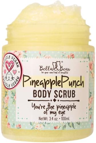 Bella & Bear Pineapple Body Scrub Exfoliator - Vegan Travel Size (3.4oz)