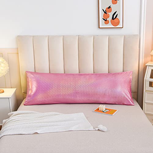 Ntbed Metallic Glitter Body Pillow Cover Starlight Sparkling 100% Brushed Microfiber Pillowcase With Envelope Closure For Kids Boys Adults,(20"X54",Pink) #TOP6