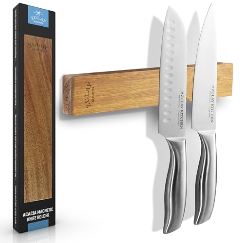 Zulay 11.75" Seamless Acacia Wood Magnetic Knife Holder - Wooden
