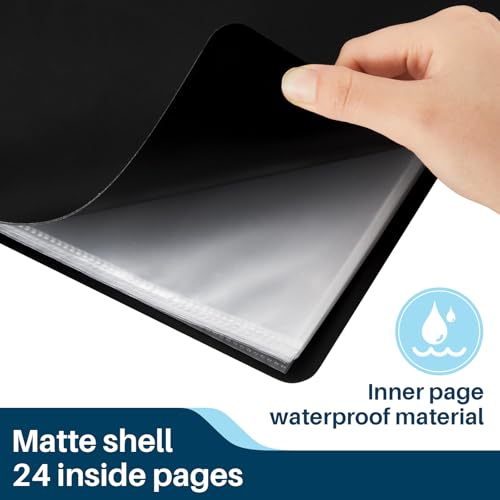 Image of Affrolling 6 Pcs 11 inchx14 inch Art Portfolio Binder with Plastic Sleeves Large Portfolio Folder Binder with Clear Sheet Protectors, Display 24 Pocket 48 Pages for Artwork Storage, Document Paper Organizer