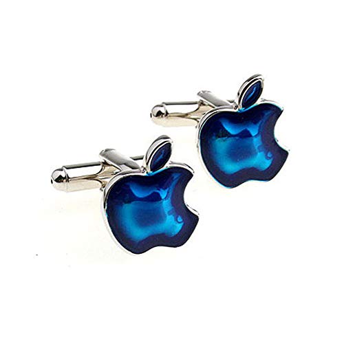 Fliyeong Blaue Manschettenknöpfe von Apple mit Manschettenknöpfen Personalisierte Manschettenknöpfe Modisches Hemd Manschettenknöpfe Hochwertige Manschettenknöpfe für Outfit Unisex