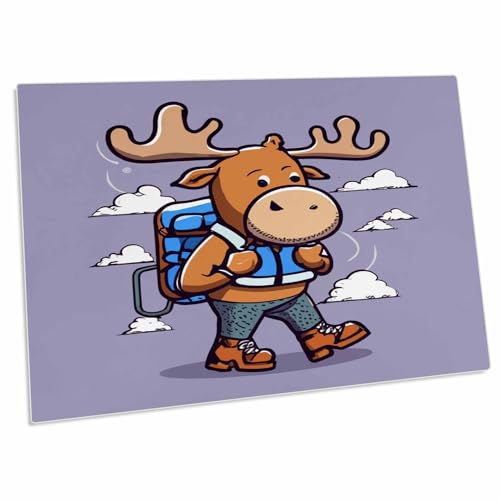 3dRose Cute Funny Moose Hiking desk pad grande miniatura 1