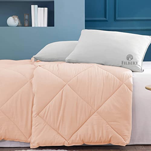 Image of Filbert Winter Comforter Double Bed 300 Gsm 350 Tc Microfiber Double Bed Blanket For Winter Soft & Cozy Diamond Stitch Quilt (90 inch X 100 inch Inches /228Cm X 254Cm) - Comforter Double Bed|Peach