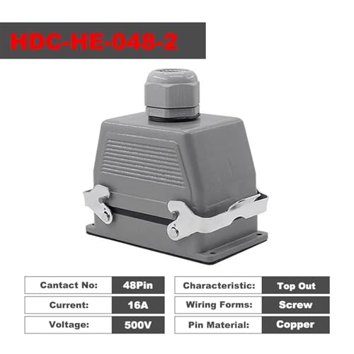 Conector de alta resistencia rectangular HDC-HE-048 de 48 pines y 500V para uso industrial 2