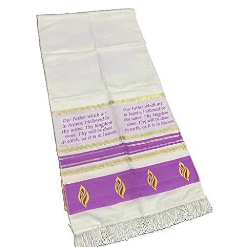 S-TROUBLE Messianic Tallit Prayer Shawl by Bethlehem Gifts HolyLand Market Mens Messianic Shawl Tallit The Messiah Tallit, Purple, 160x38cm/62.99x14.96in