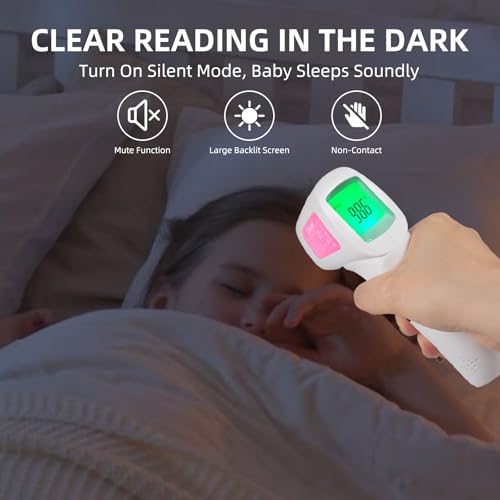 Image of Non-Contact Forehead Thermometer for Adults, Kids & Baby, 3-in-1 Digital Thermometer for Body, Object & Room Temperature, 1-Second Accurate Reading, Fever Alert, Silent Mode