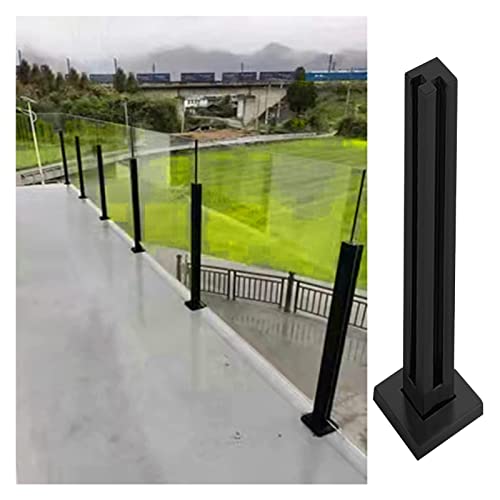 Poste para barandilla vidrio/ pasamano escalera Al aire libre Plataforma Vidrio Poste de barandilla con ranuras interiores de 15 mm, Montaje en el suelo A prueba de viento Columna de Paneles para cubi Cover