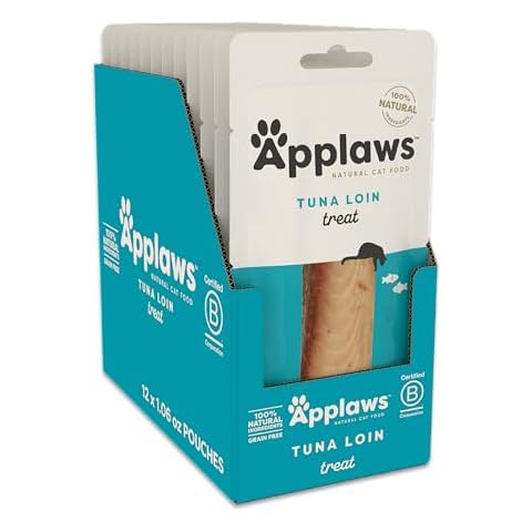 Applaws Natural Cat Treats, Grain-Free Single Ingredient Cat Treats, Whole Protein Fillet Cat Treats, Healthy Cat Snacks, No Artificials (12 x 1.06oz Whole Tuna Loin) Cover
