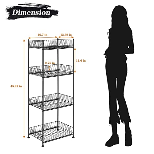 Oyeal Bathroom Shelves Freestanding Bathroom Towel Storage 4 Tier Wire Shelving Unit With Guard Bathroom Shelf Organizer Standing For Pantry Kitchen Laundry Room Organization, Black #TOP1