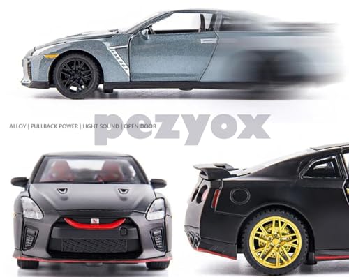 Image of 1:32 Scale Die-Cast Metal GT-R with Openable Doors and Pull Back Action with Lights & Music (Grey)