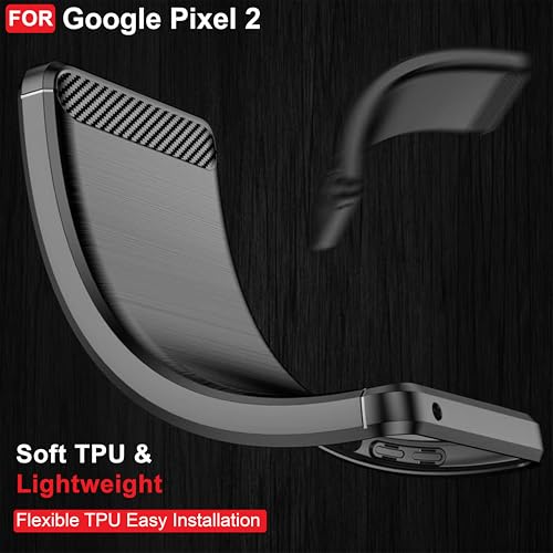 CEDO Google Pixel 2 Rugged Cover | Armor TPU Military Grade Shockproof | Slim-Fit Anti-Slip Back Cover Case (Black)