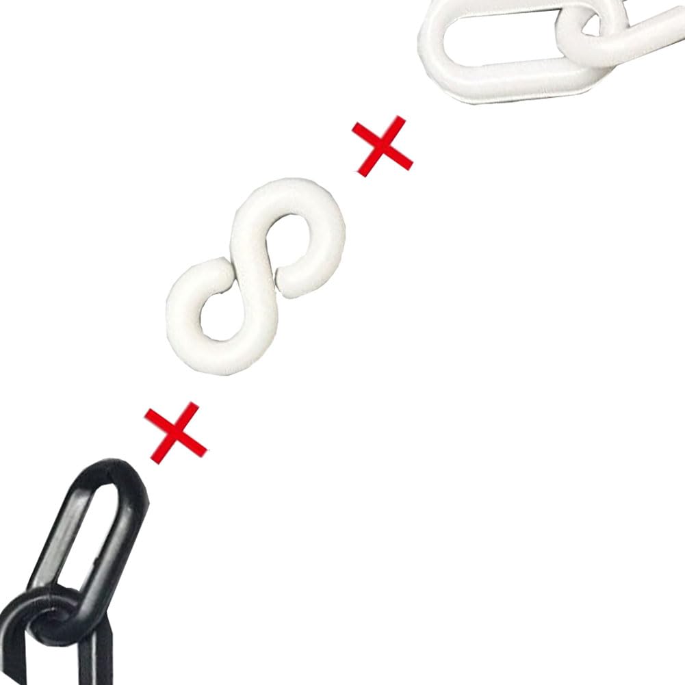 Łańcuch odgradzający z tworzywa sztucznego, łańcuch barierowy 10 m x 6 mm, ostrzeżenie, czerwono-białe, grubość łańcucha z tworzywa sztucznego o wysokiej widoczności, słupek barierki