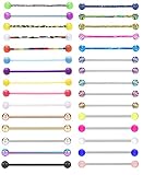YOVORO 30Pcs 14G Stainless Steel Industrial Barbell Earrings for Women Men Cartilage Helix Piercing