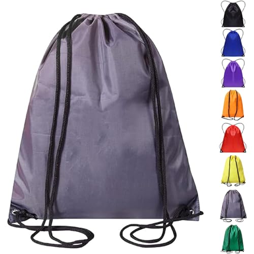 Image of WESTWOOD FOX Drawstring Gym Bag String Bags Gym Sack Backpack PE Bags for Women Men Trainer Swimming Bag Travel Beach School Holidays Suitable for Sports,kids,Boys,Girls (Grey)