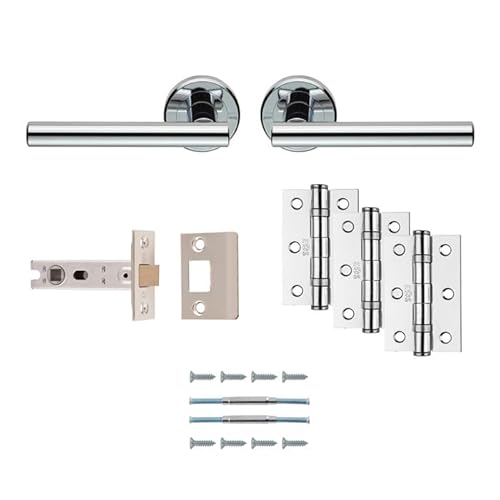 Carlisle Brass Faro Ulitmate Door Pack - Includes Pair of Handles, 3 Hinges and a 3" Latch in Polished Chrome