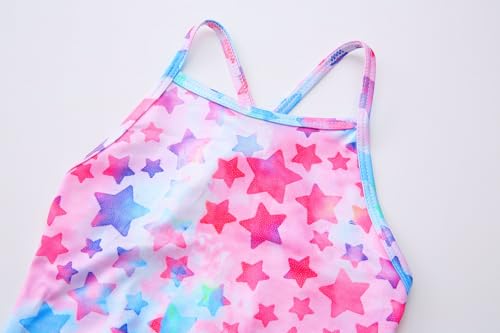 Image of Girls' Sparkle One-Piece Swimsuit 4-12Y Adjustable Crossback Straps Shimmer Bathing Suit for Beach Pool