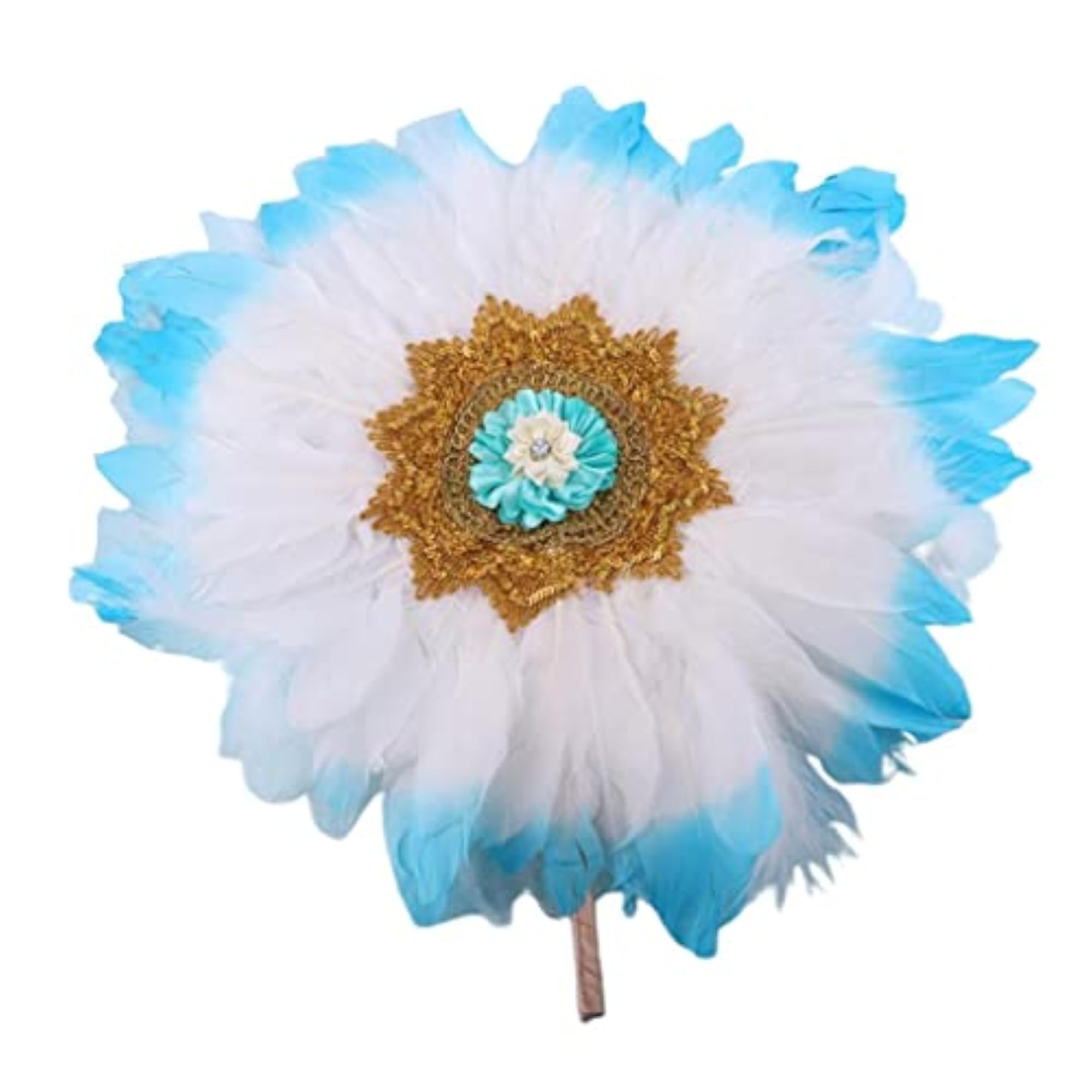 Flapper Feather Round Hand Fan for Weddings