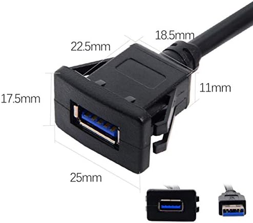 Cablecc 1m Waterproof USB 3.0 Extension Latch Mount Car AUX Cable for Dashboard Panel (Single USB 3.0)