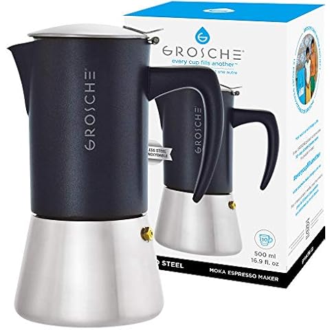 GROSCHE Milano Steel 10 Espresso Cup Stainless Steel Stovetop Espresso Maker Cover