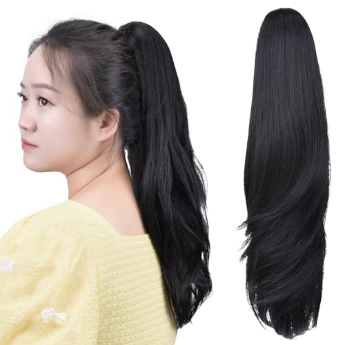 HSPCYGG Black Ponytail Extension 18" 4.8 OZ Claw Clip In Pony Tails Synthetic Hallowmas Girls Fake Hair piece Women