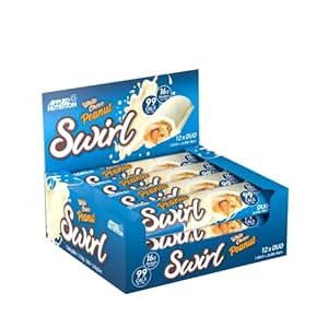 Applied Nutrition Swirl Protein Bars – High Protein, Low Sugar, On The Go Gym Snack Bar (12 Pack) (White Chocolate Peanut)